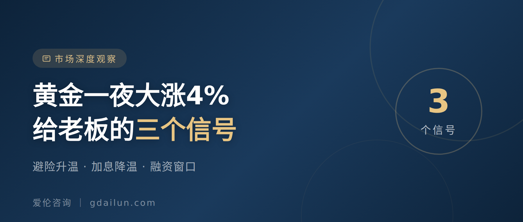 黄金一夜大涨4%,给老板的三个信号