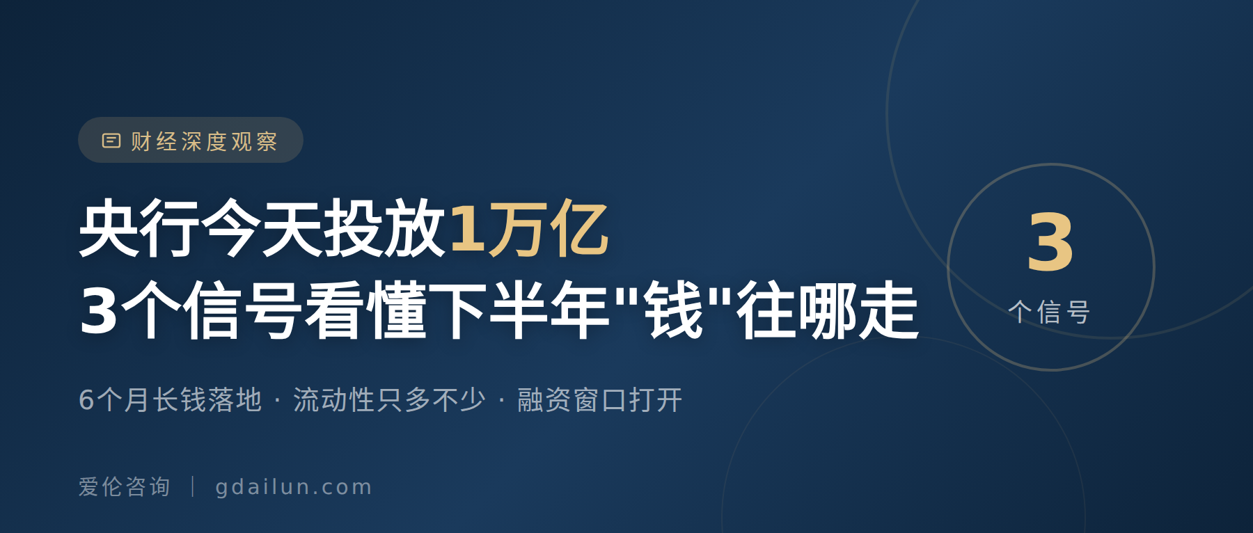央行今天投放1万亿!3个信号看懂下半年
